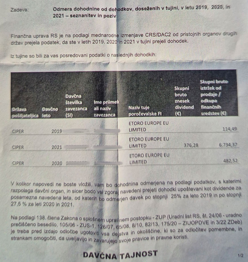 izmenjava davčnih podatkov FURS - nadzor in kontrole