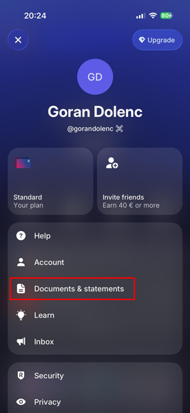 Revolut Consolidated Statement izvoz 2