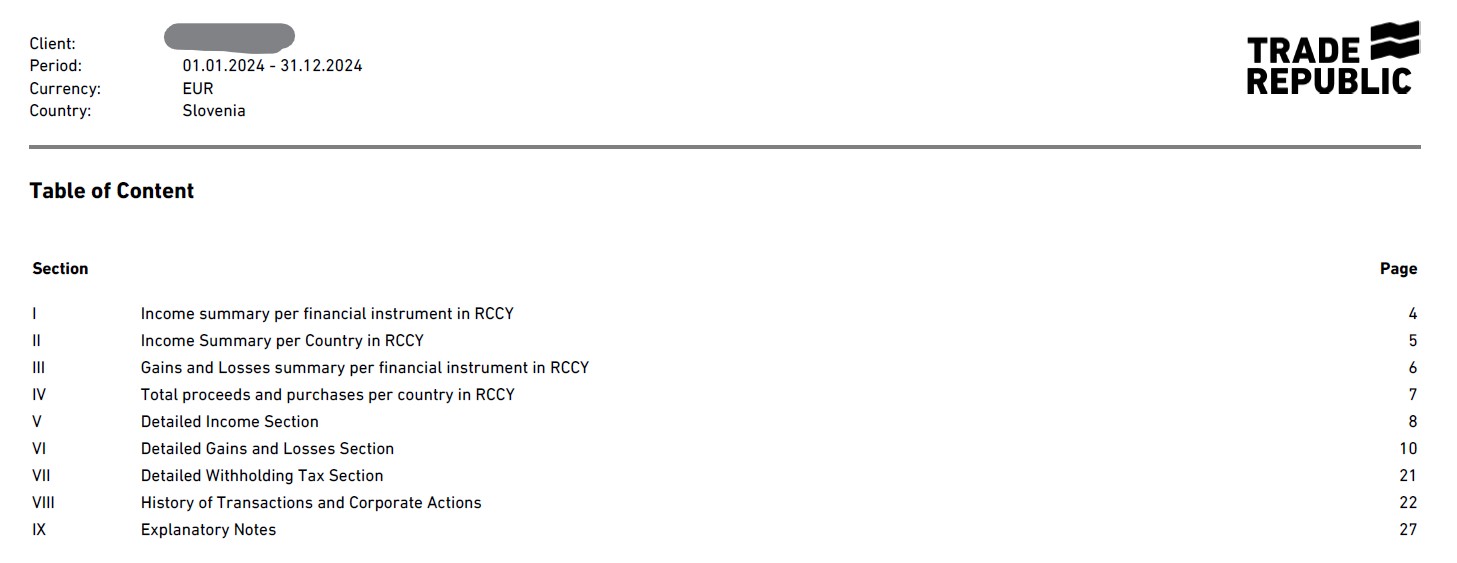 Trade Republic - Tax Report